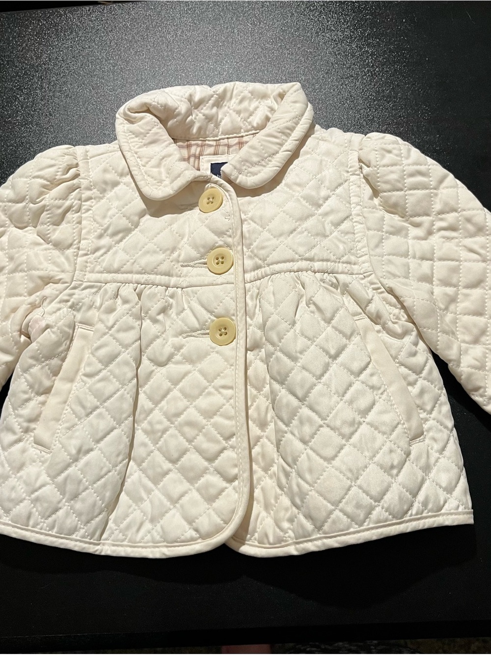 Baby Gap 12-18 months Quilted Cream Toddler Puffer Jacket with Button Front